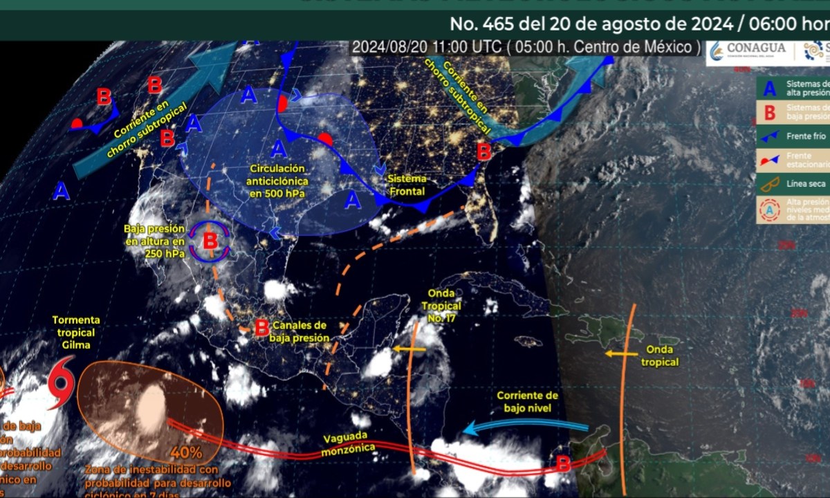 Foto: X@conagua_clima/ Sistemas Meteorológicos Actuales