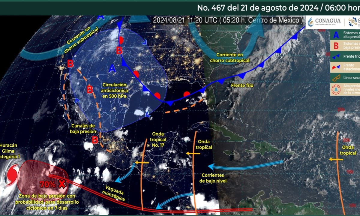 Foto: X@conagua_clima/ Sistemas Meteorológicos Actuales