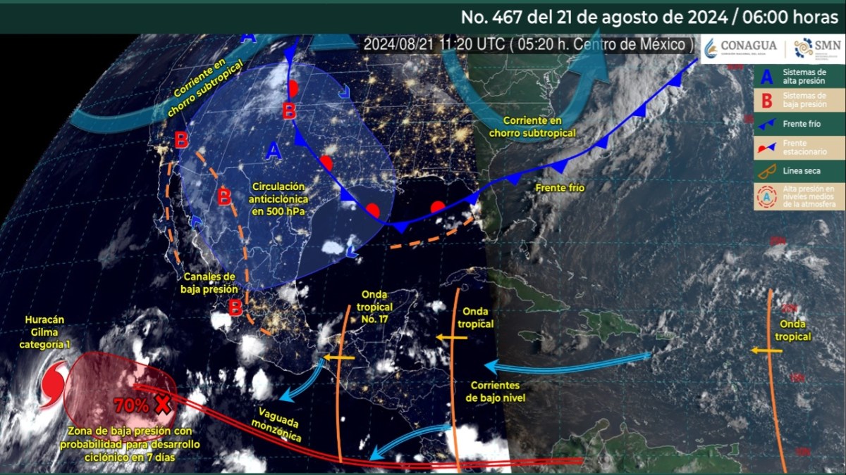 Foto: X@conagua_clima/ Sistemas Meteorológicos Actuales