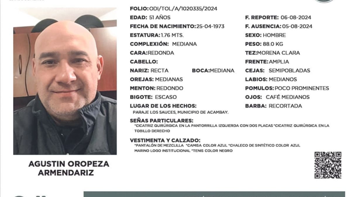 DESAPARECIDOS. La ficha del mando fue distribuida por la Célula de Búsqueda de Personas de Jiquipilco.