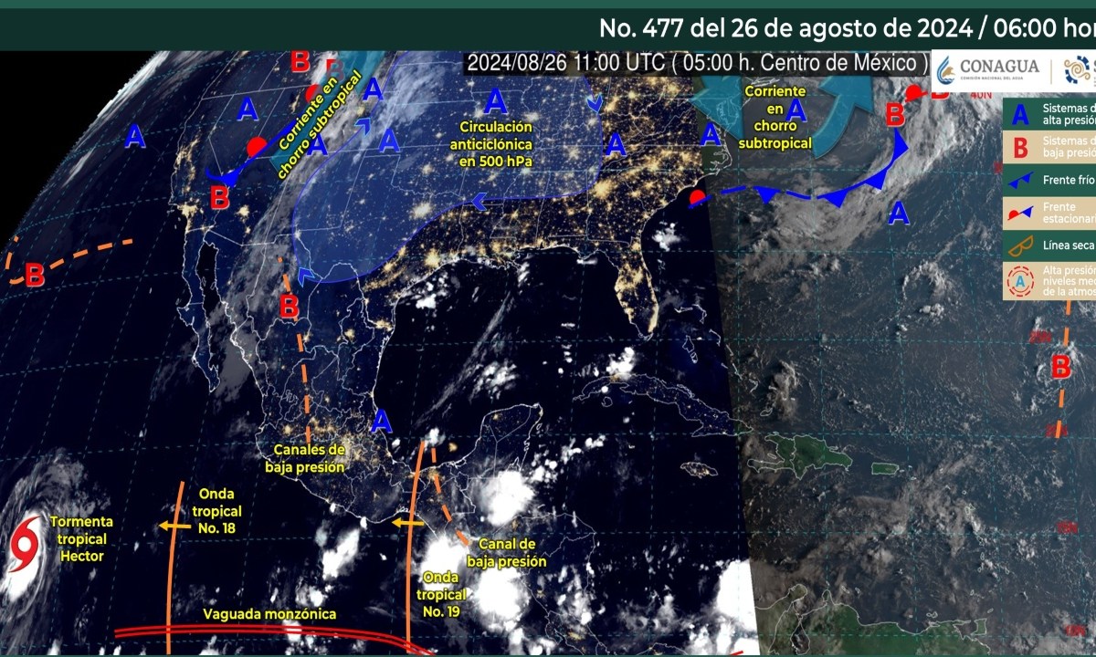 Foto: X@conagua_clima/ Sistemas Meteorológicos Actuales