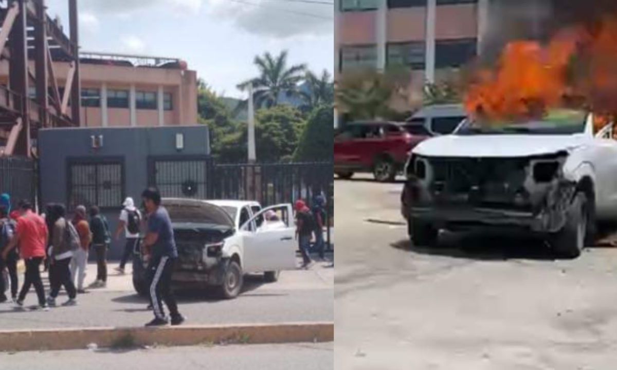 Normalistas de Ayotzinapa queman autos y vandalizan Congreso de Guerrero