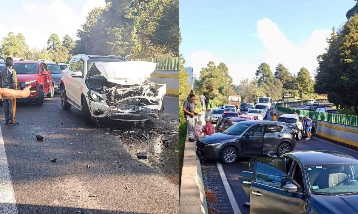 Carambola deja múltiples vehículos afectados en la autopista México-Cuernavaca