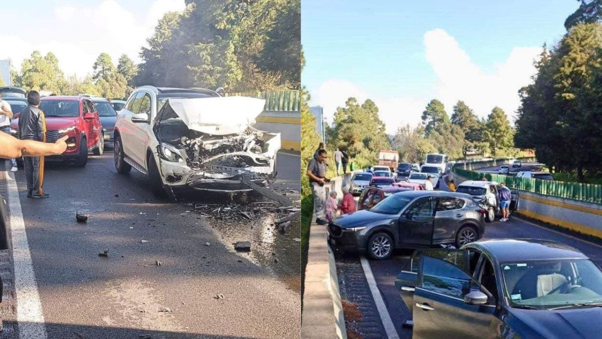 Carambola deja múltiples vehículos afectados en la autopista México-Cuernavaca