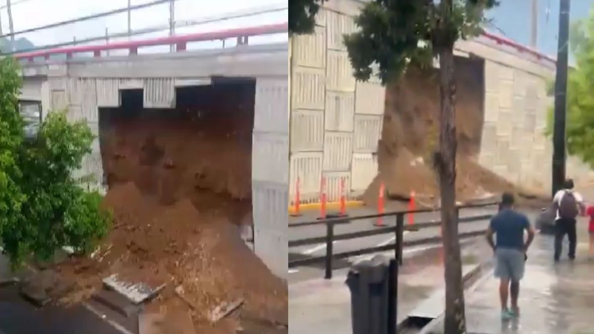 Colapsa pared de puente vehicular en San Pedro por intensas lluvias