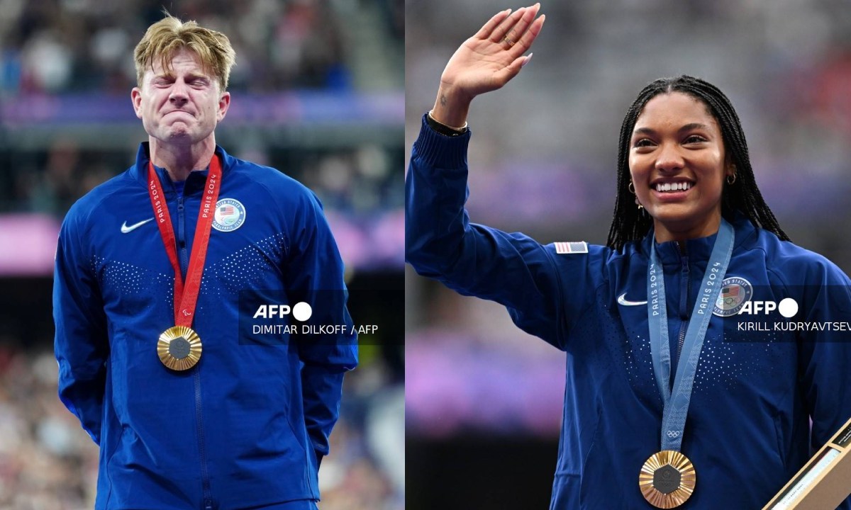 Él brilló en los Juegos Paralímpicos, ella en los Olímpicos. Hunter Woodhall ganó el oro bajo la atenta mirada de su mujer Tara Davis-Woodhall