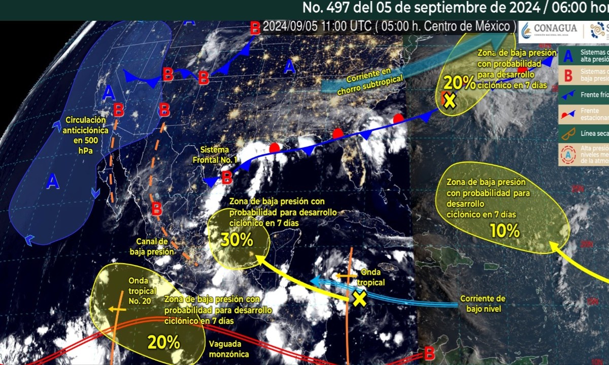 Foto: X@conagua_clima/ Sistemas Meteorológicos Actuales