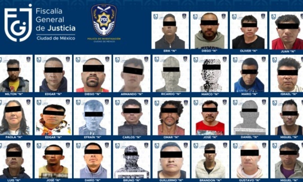 La FGJCDMX ejecutó 68 mandamientos judiciales contra 64 hombres y cuatro mujeres por su probable participación en el delito de robo