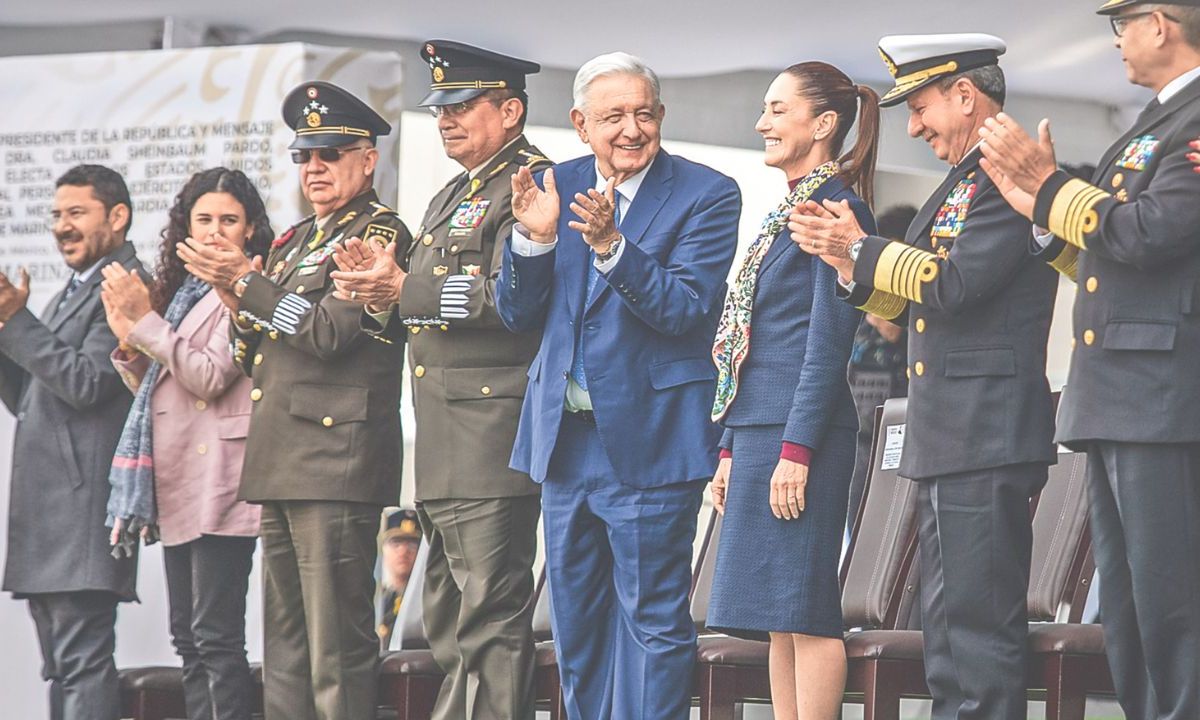 Defensa. En compañía de Claudia Sheinbaum, el presidente López Obrador destacó que en su sexenio no hubo desaparecidos, ni masacres, por parte del Estado. 