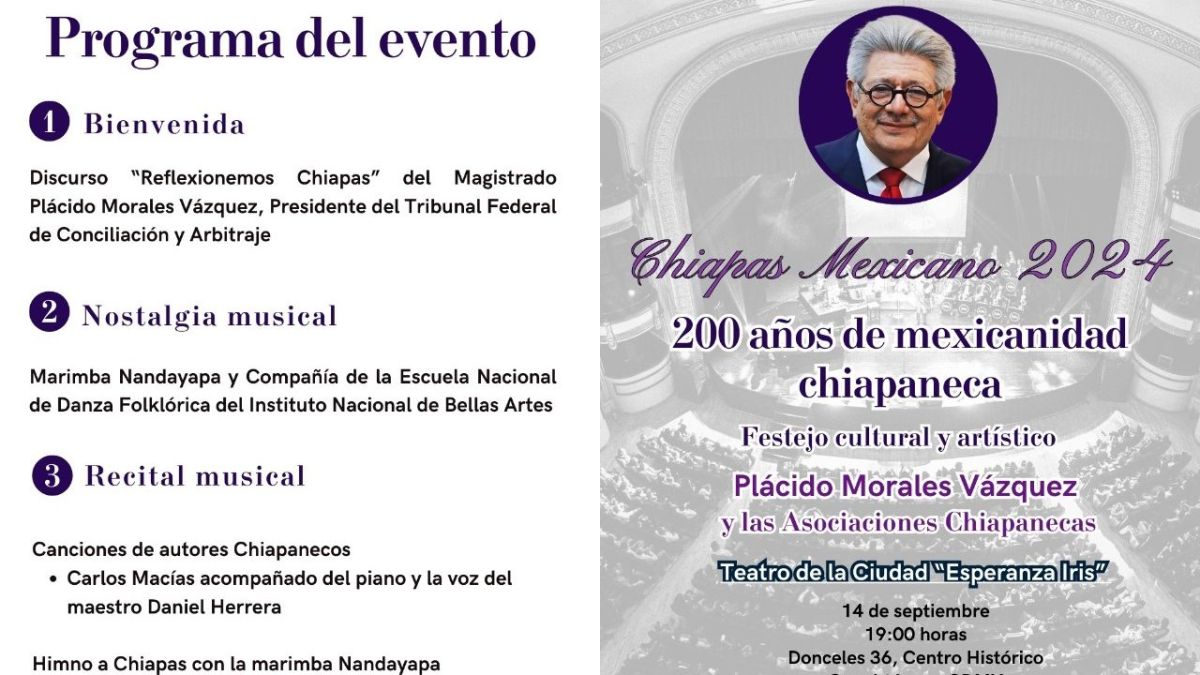 Celebración. El magistrado Plácido Morales Vázquez dará el discurso de bienvenida en el evento Chiapas Mexicano 2024. 