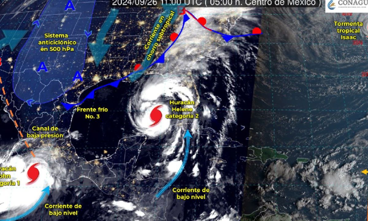 Para hoy, jueves 26 de septiembre, se prevén lluvias por efectos del huracán Helene