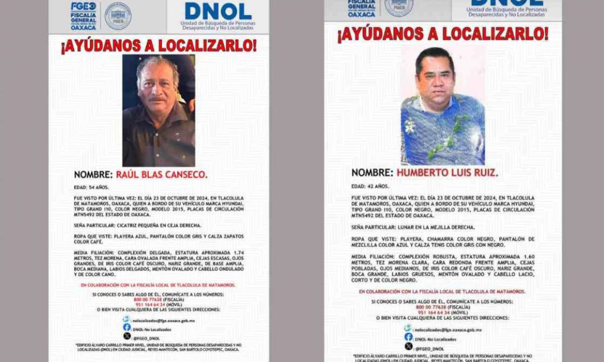 Hallan sin vida a par de abogados reportados como desaparecidos en Oaxaca.