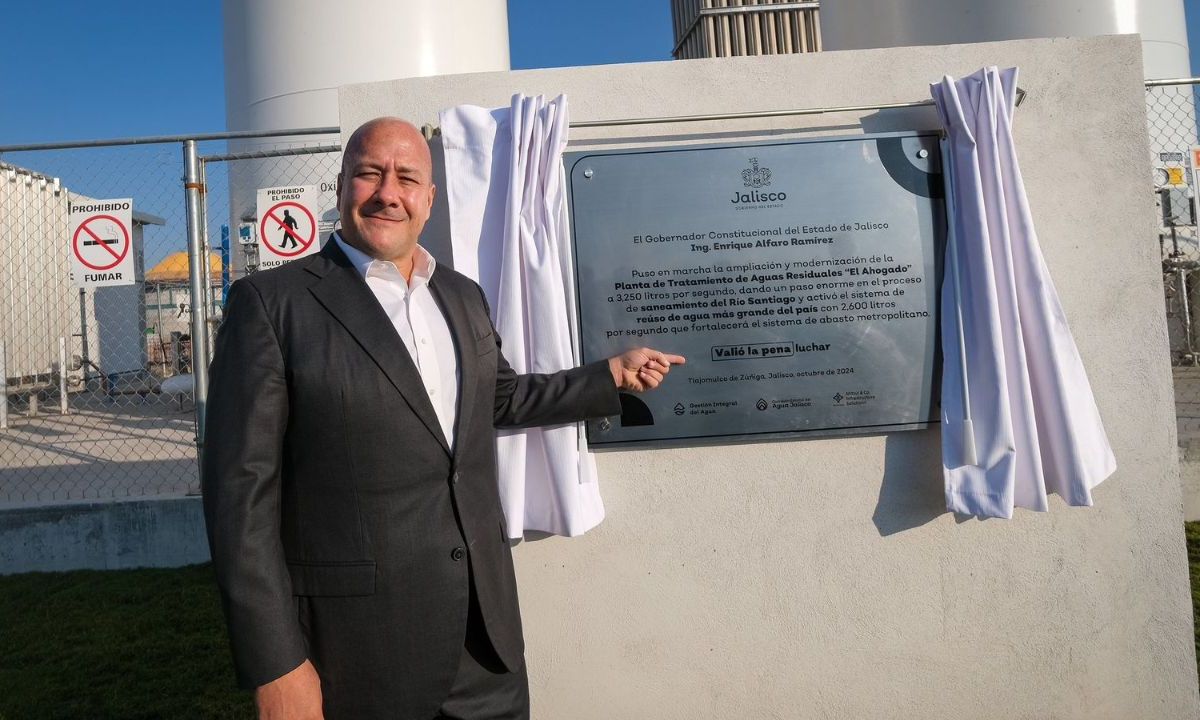 Enrique Alfaro puso en marcha la ampliación y modernización de la PTAR El Ahogado, el sistema de reúso de agua más grande de México.