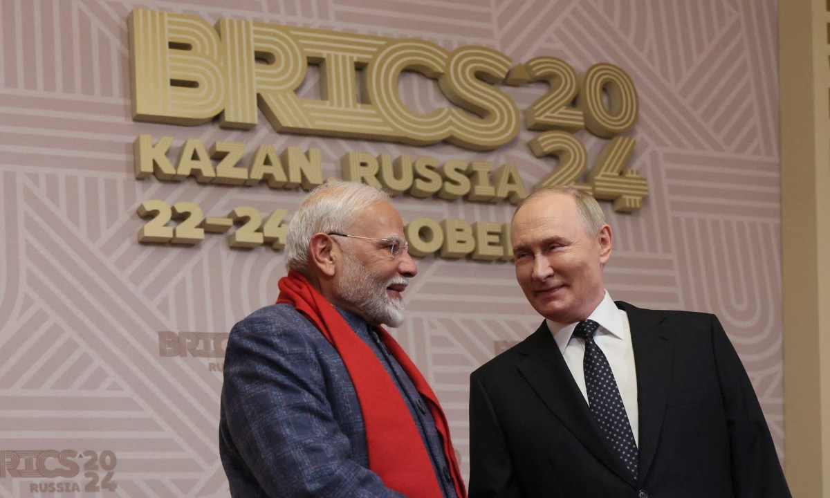 Narendra Modi y Vladimir Putin en la cumbre del BRICS