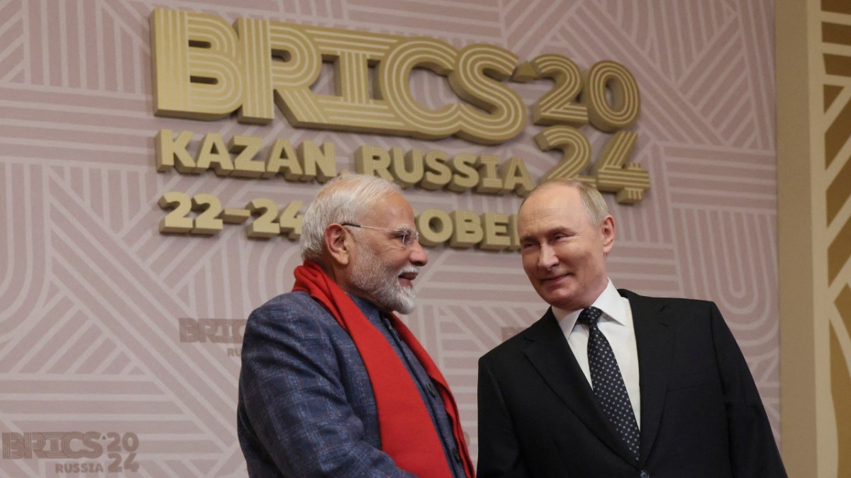 Narendra Modi y Vladimir Putin en la cumbre del BRICS