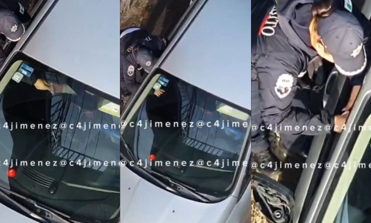 En redes sociales circula un video en donde una mujer policía es captada cuando recibe una "mordida" de un automovilista en Naucalpan