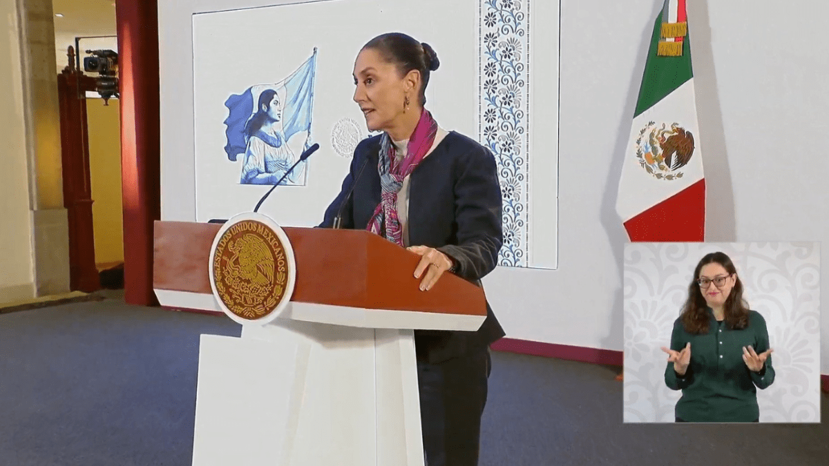 La presidenta Claudia Sheinbaum durante la conferencia matutina del 23 de octubre.