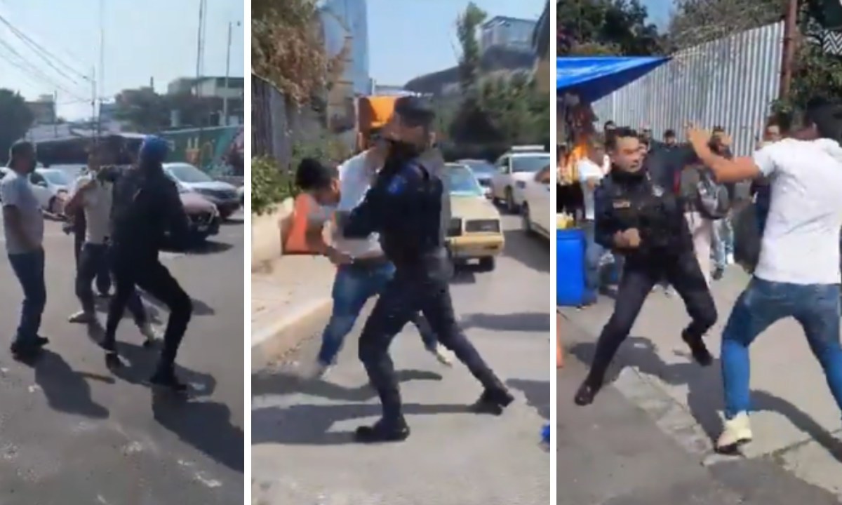 La tarde del jueves se registró una pelea entre un policía y un hombre en Avenida Universidad