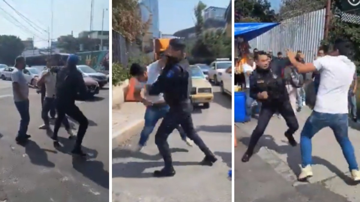 La tarde del jueves se registró una pelea entre un policía y un hombre en Avenida Universidad