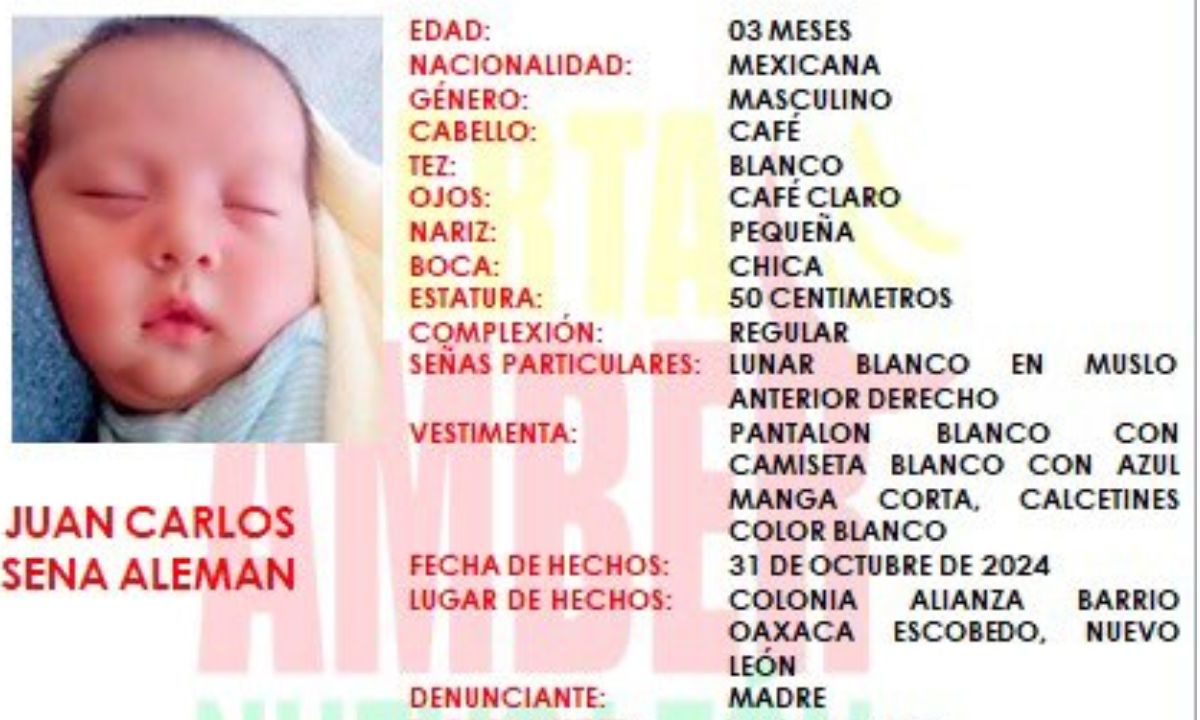 El bebé de tres meses es identificado como Juan Carlos Sena Aleman