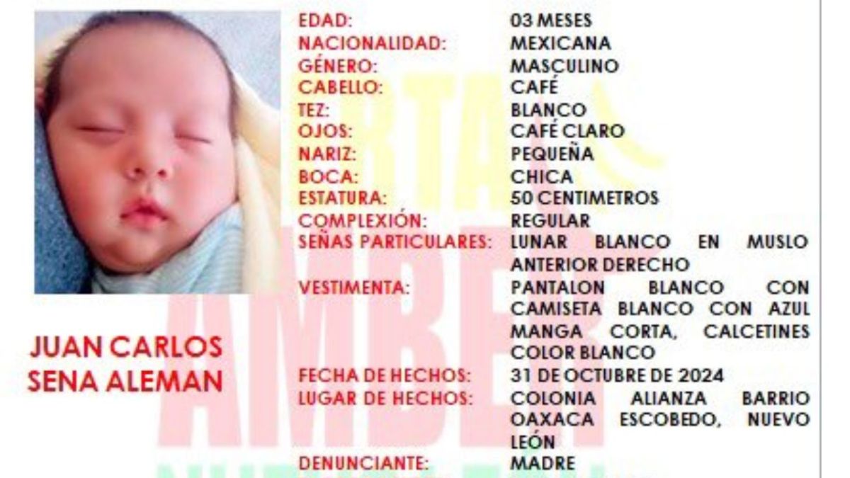 El bebé de tres meses es identificado como Juan Carlos Sena Aleman