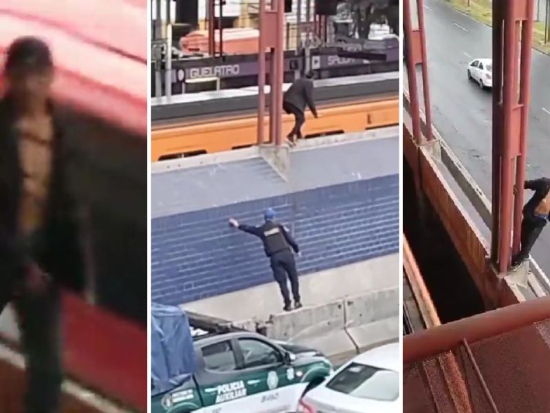 VIDEO: Sujeto camina con cuchillo en mano en techo del Metro Guelatao