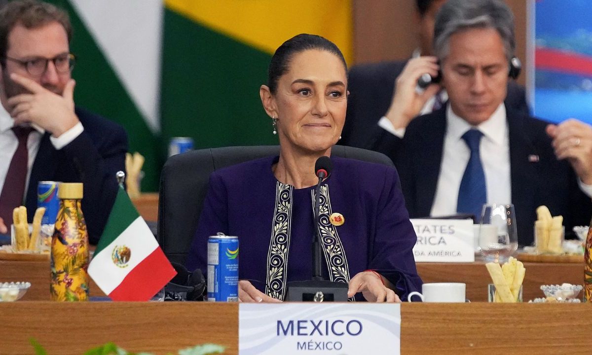 Claudia Sheinbaum durante su intervención en el G20