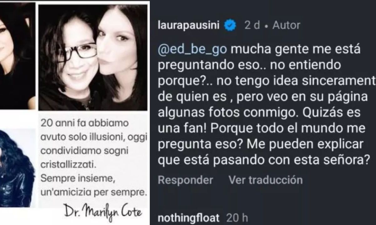 La cantante Laura Pausini desmiente toda relación con la supuesta doctora en psiquiatría Marilyn Cote en redes sociales.