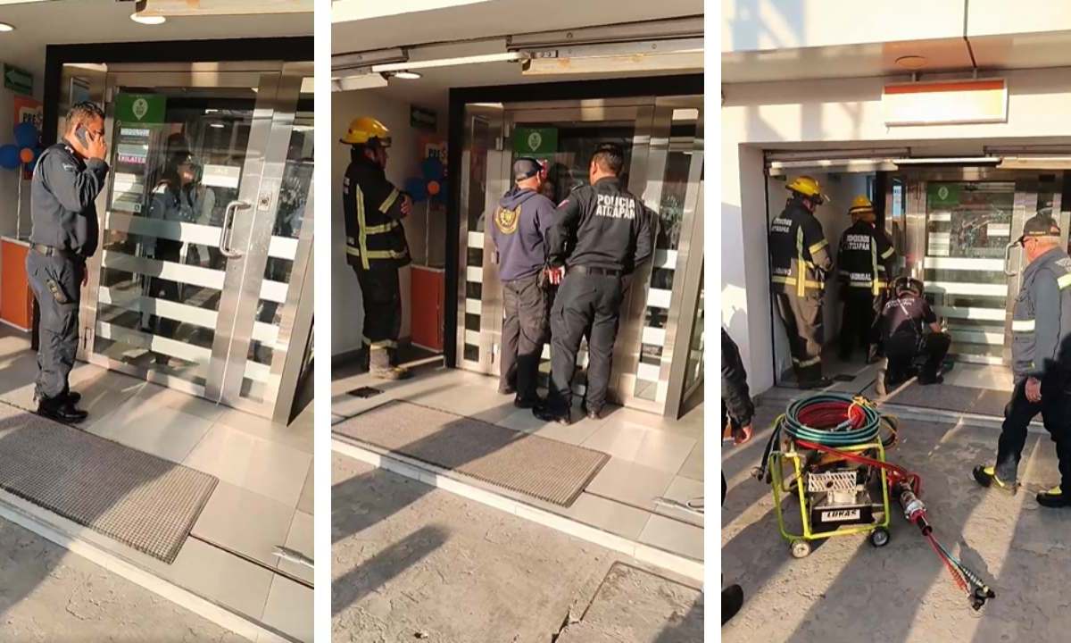 Varias personas quedaron atrapadas en un banco en Atizapán de Zaragoza.