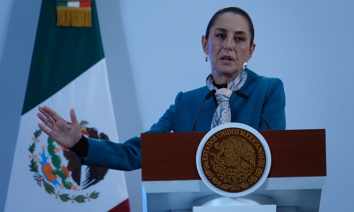 La presidenta de México durante una conferencia en la Mañanera del Pueblo