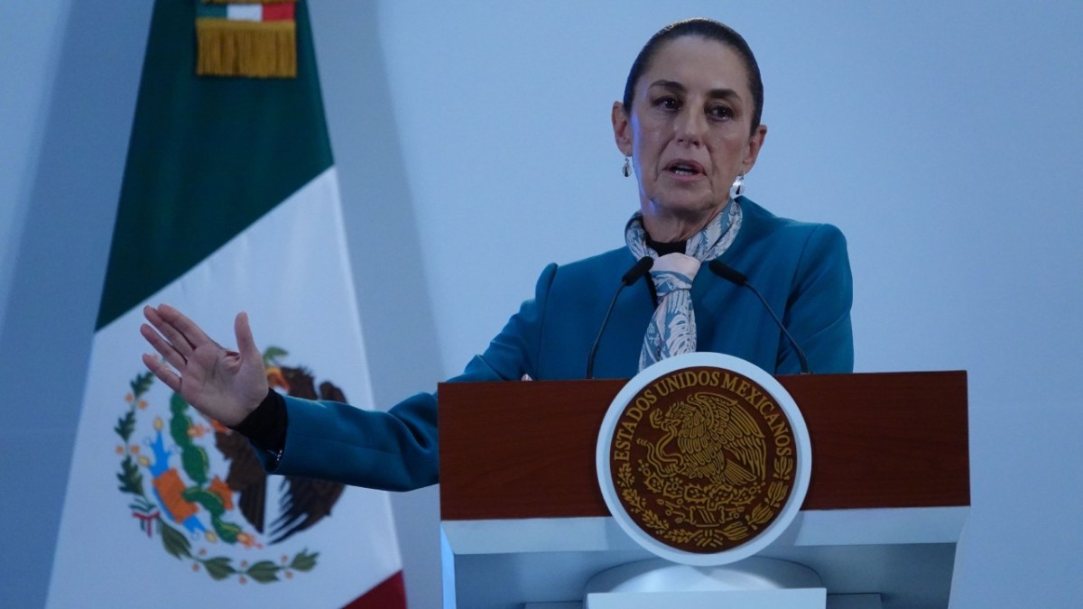 La presidenta de México durante una conferencia en la Mañanera del Pueblo