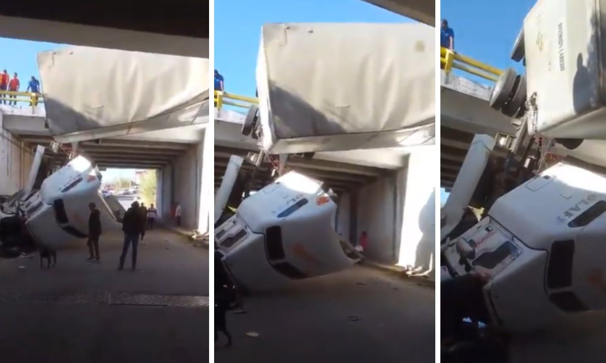 Un tráiler cayó de un puente vehicular en la autopista México-Querétaro