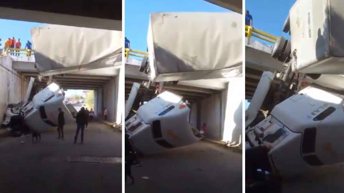 Un tráiler cayó de un puente vehicular en la autopista México-Querétaro