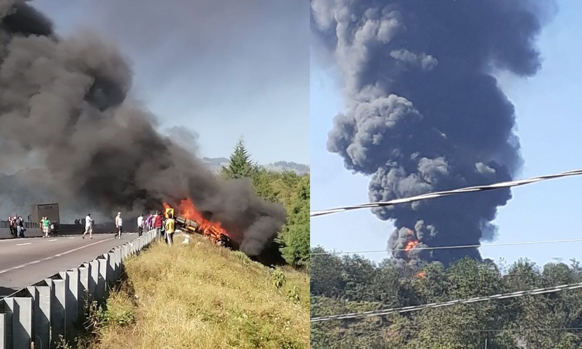 Incendio en la autopista Xalapa-Perote