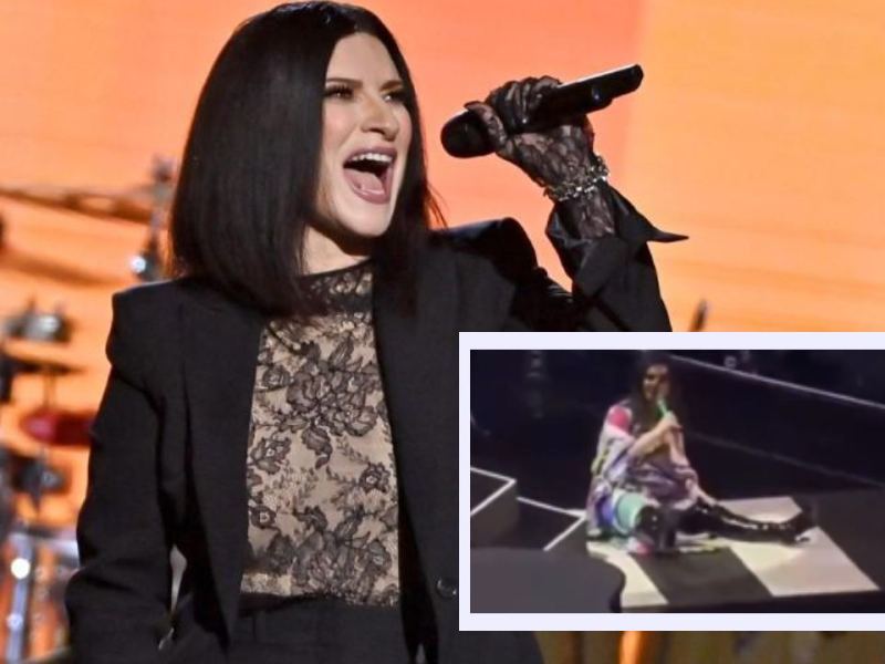 VIDEO: Laura Pausini se viraliza tras sufrir caída durante concierto