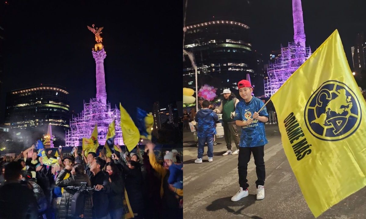 Americanistas festejan el tricampeonato en el Ángel de la Independencia