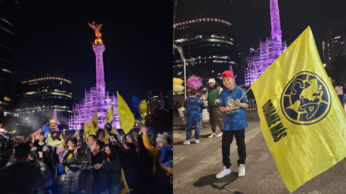 Americanistas festejan el tricampeonato en el Ángel de la Independencia