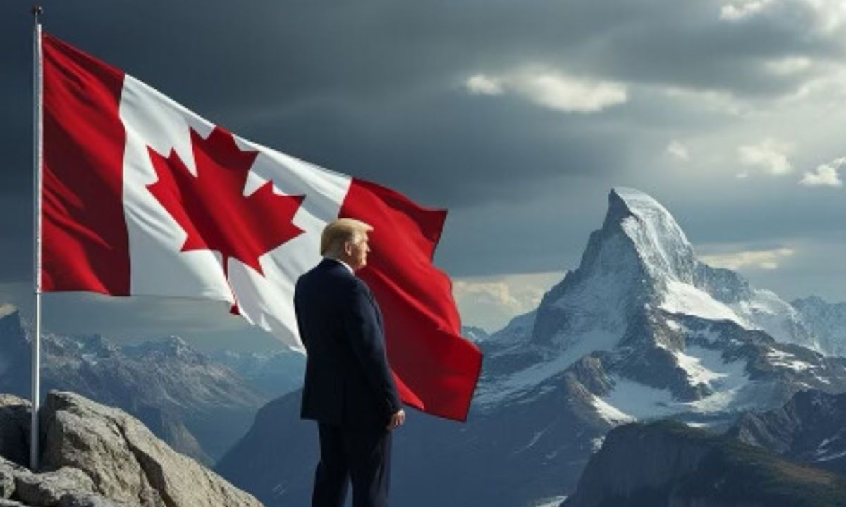 Trump amplificó el tono humorístico al publicar una imagen generada por inteligencia artificial en la que aparece junto a una bandera canadiense,