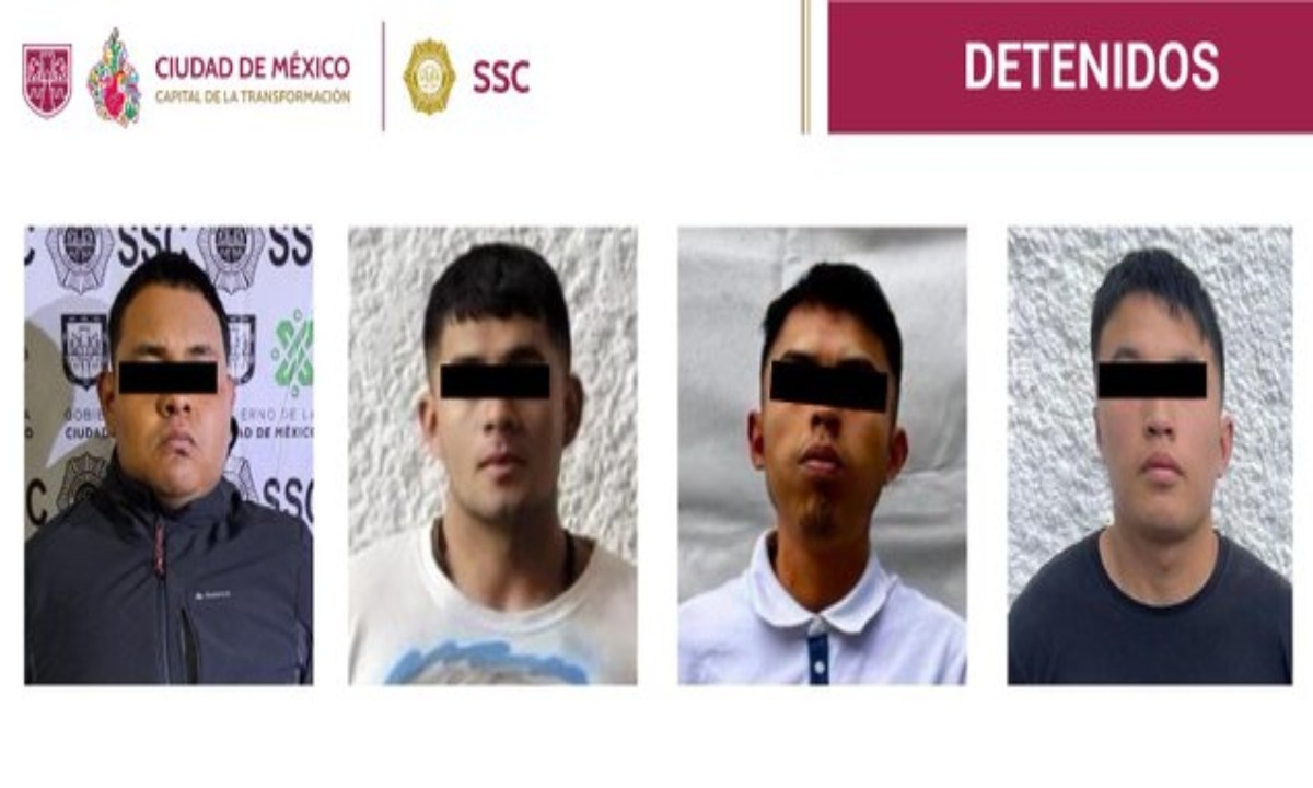 Foto: SSC/ Detienen a 4 sujetos por extorsión en el Centro Histórico de la Ciudad de México.