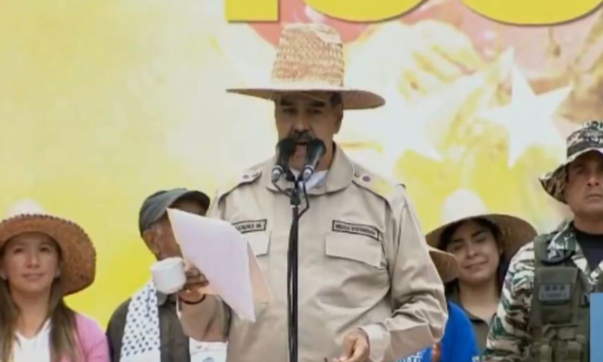 El presidente de Venezuela, Nicolás Maduro dando un discurso en el Palacio de Miraflores.