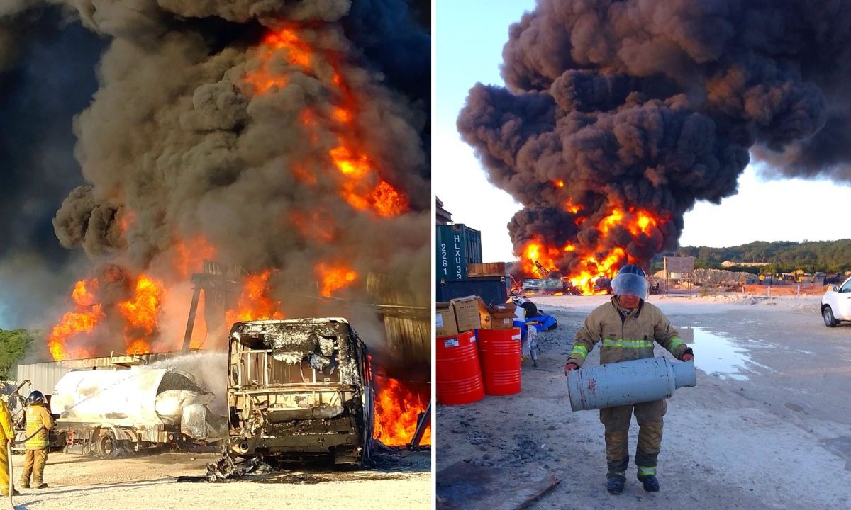 En Campeche, se produjo un incendio en un depósito de diésel utilizado para abastecer maquinaria para la construcción del Tren Maya.