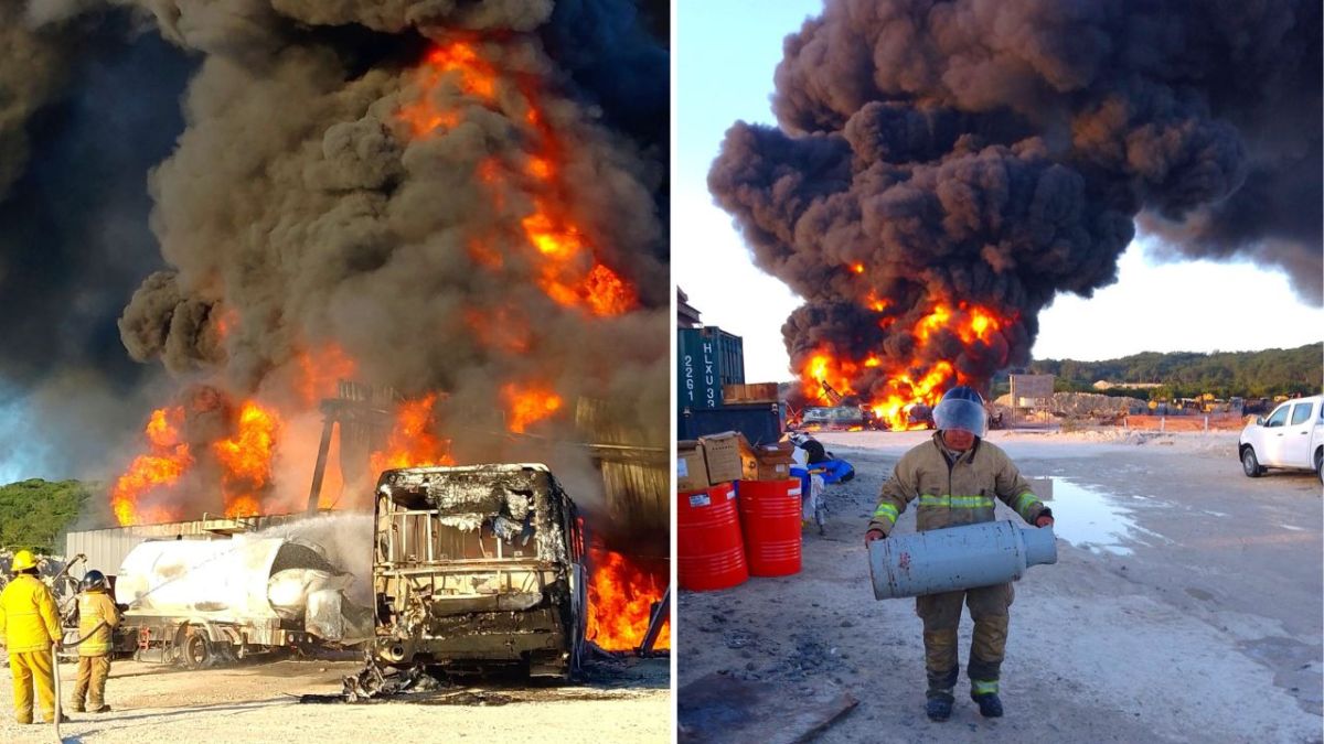 En Campeche, se produjo un incendio en un depósito de diésel utilizado para abastecer maquinaria para la construcción del Tren Maya.