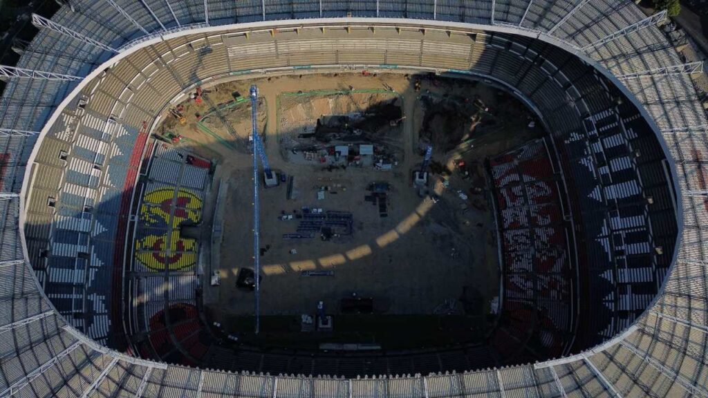 El Estadio Azteca está en remodelación para la Copa del Mundo de 2026.