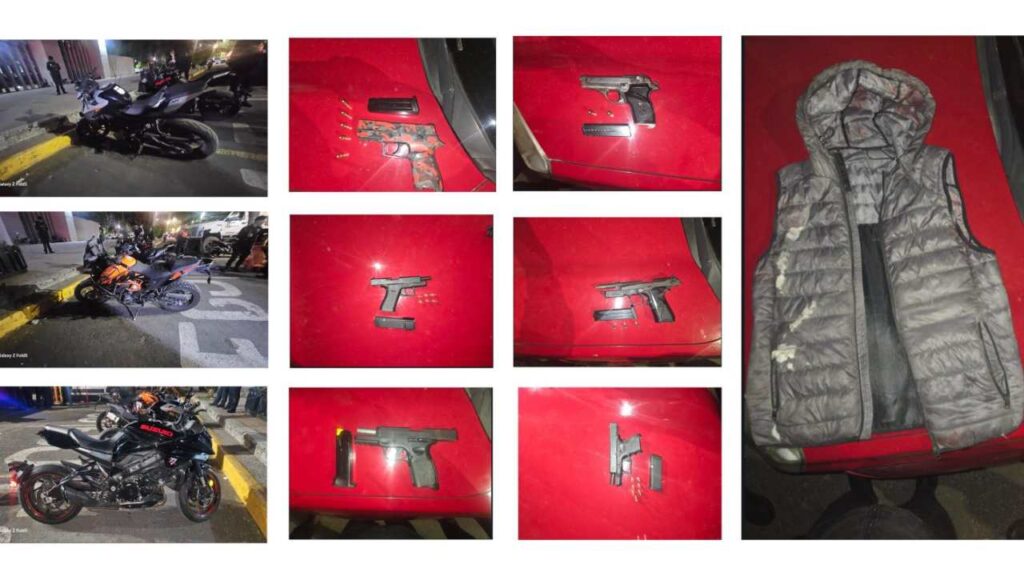 A los detenidos se les aseguraron armas, motocicletas, cargadores y cartucho útiles.