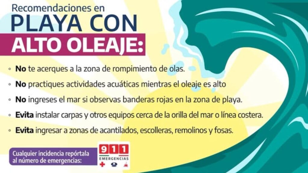 Las autoridades estatales realizaron recomendaciones ante la presencia del Mar de Fondo en sus costas.