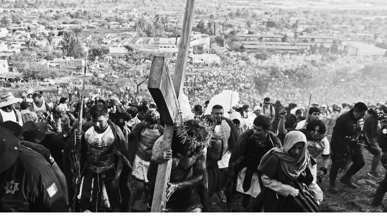Representación de la pasión de Cristo en el jueves santo de la semana santa. 