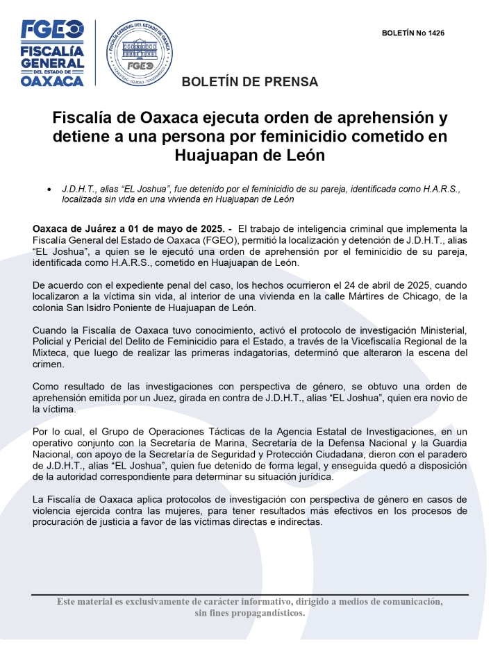 Foto: Fiscalía de Oaxaca