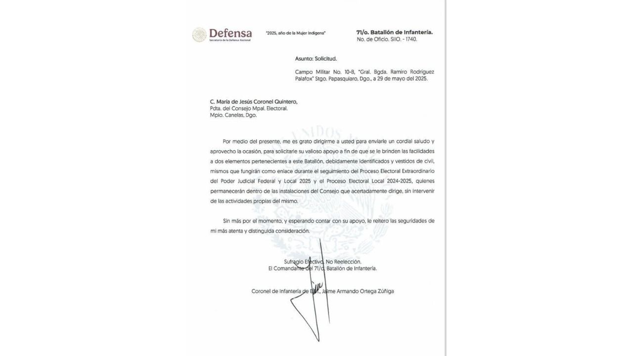El PAN y el PRI exigieron al IEPC de Durango aclarar la presencia de militares en los Consejos Municipales en elección de alcaldes.