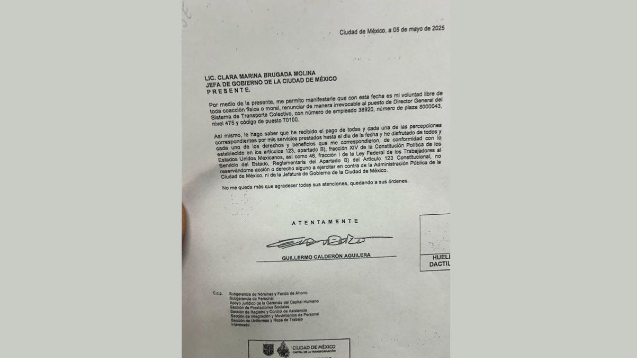 El director del Sistema Colectivo Metro, Guillermo Calderón, habría presentado su renuncia a ese puesto con efectos al 5 de mayo próximo.