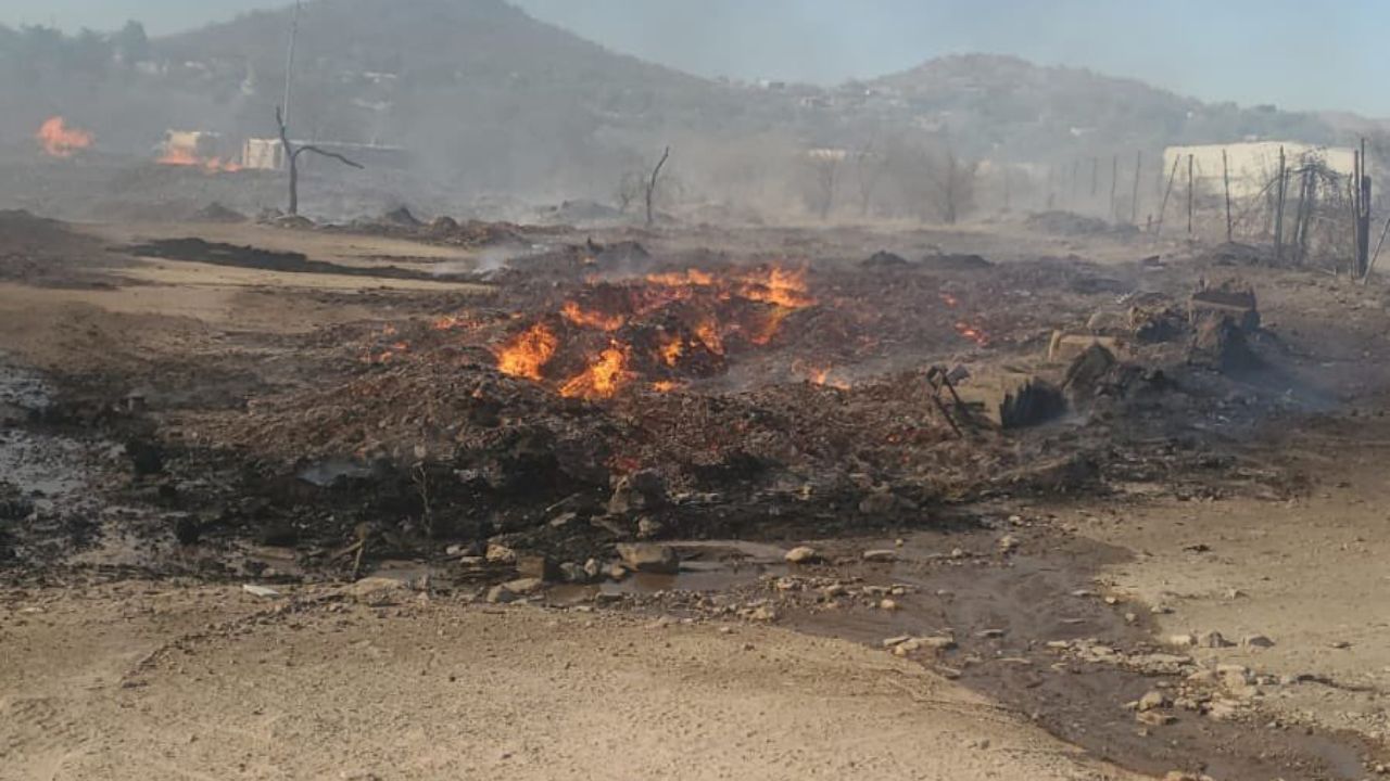 fuerte incendio en Hermosillo